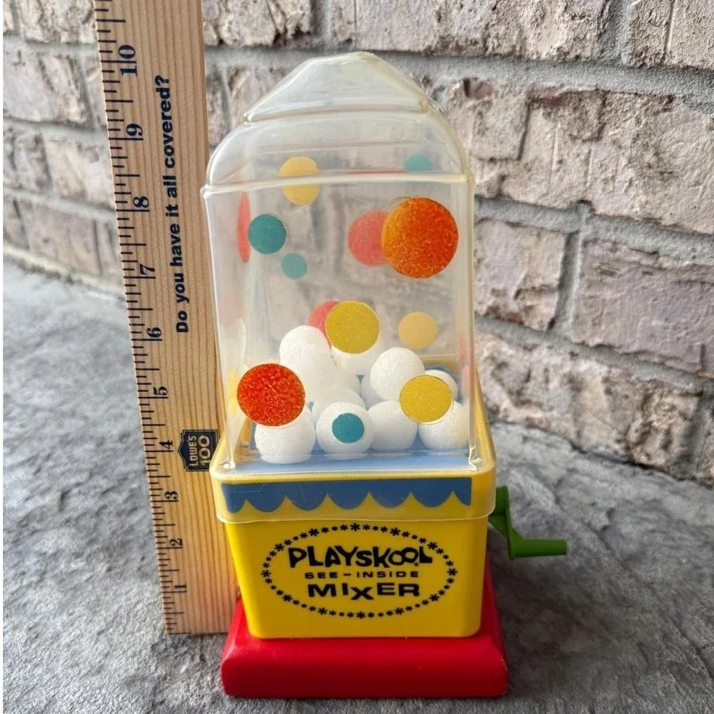Playskool See-Inside Mixer Toddler Toy Yellow Vintage Good Manual Crank 9in